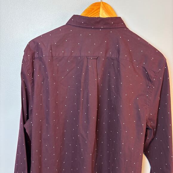 Denim & Flower Mens Dress Shirt Button Up Slim Fit XL Burgundy Long Sleeve - Picture 2 of 8